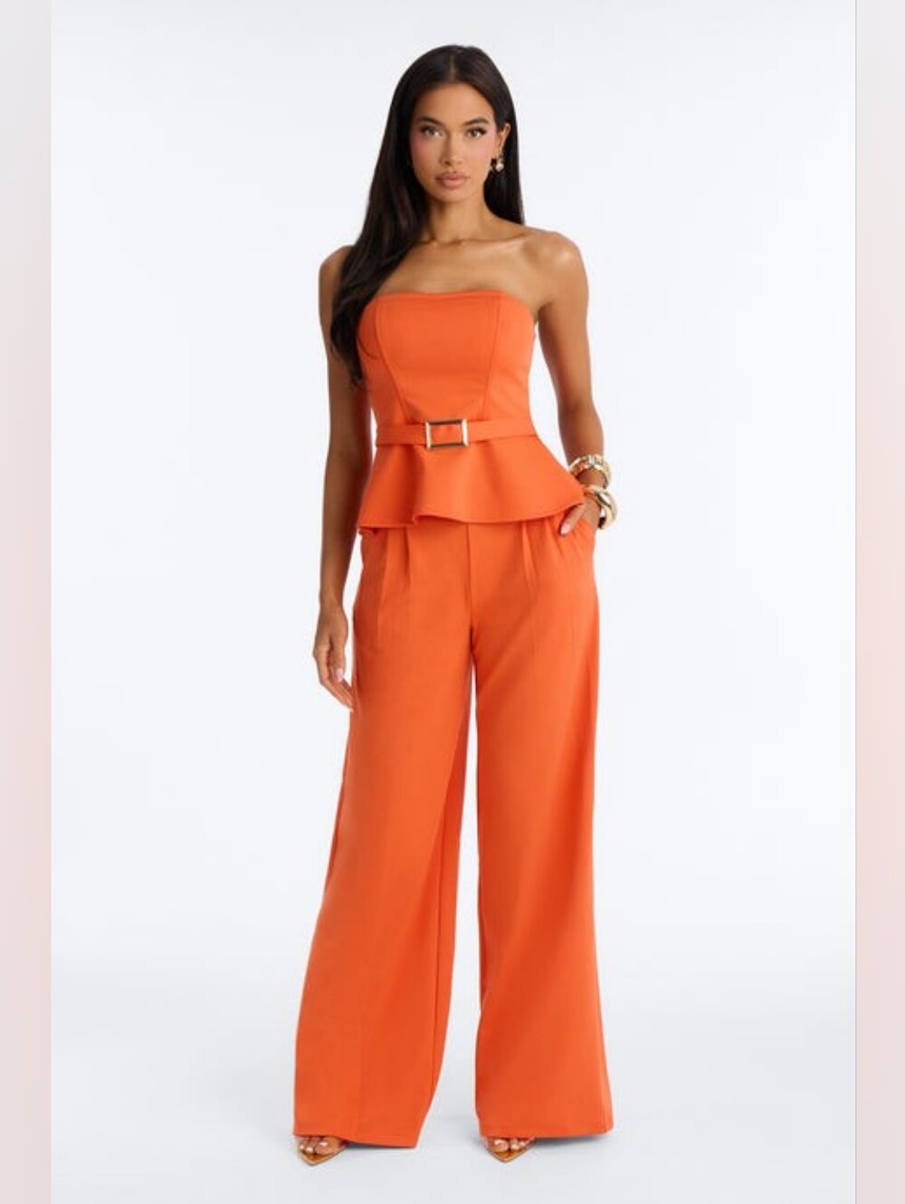 NWT Fashion Nova Georgia Strapless Peplum Pant and Corset Set